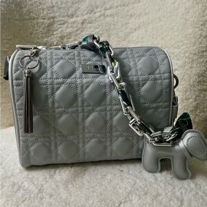 Dior Quilted Light Gray Upcycled Bag with removable strap